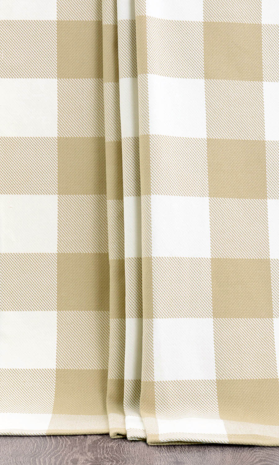 Buffalo Plaid Fabric Sample for Curtains & Drapes (Khaki Brown/ White)