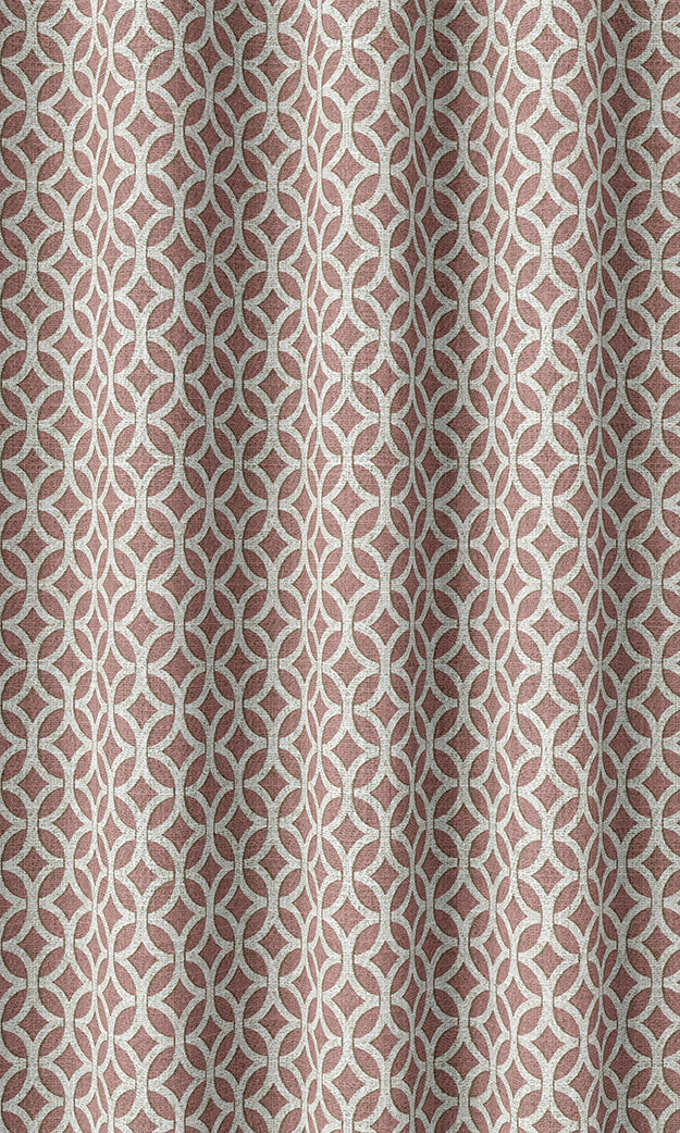 Geometric Print Home Textile Fabric Material Sample (Pink/ White)