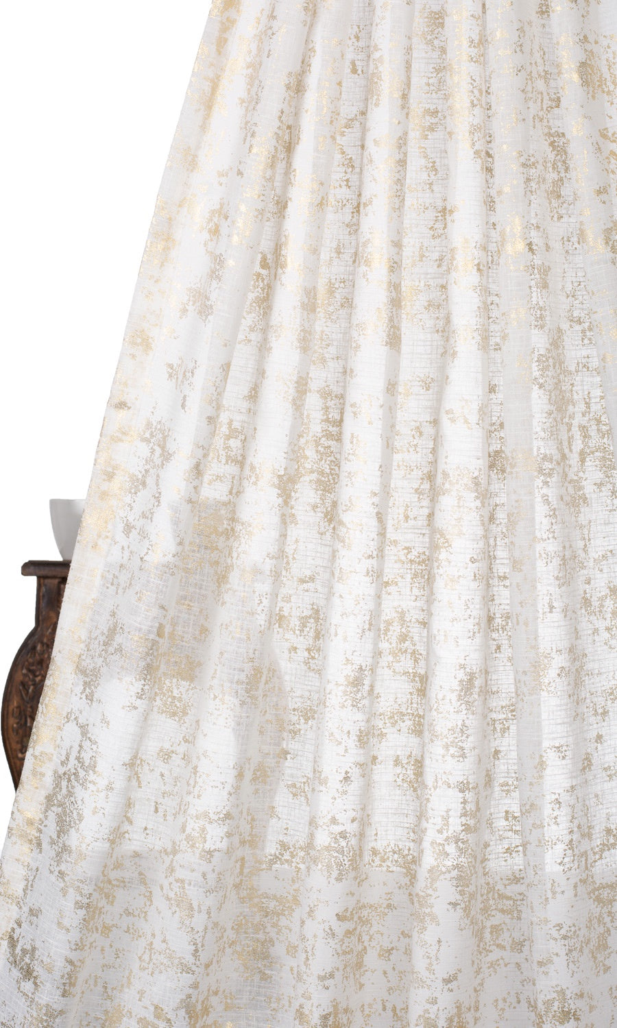 Textured Semi-Sheer Home Textile Fabric Material By the Metre (Cream/ Golden)