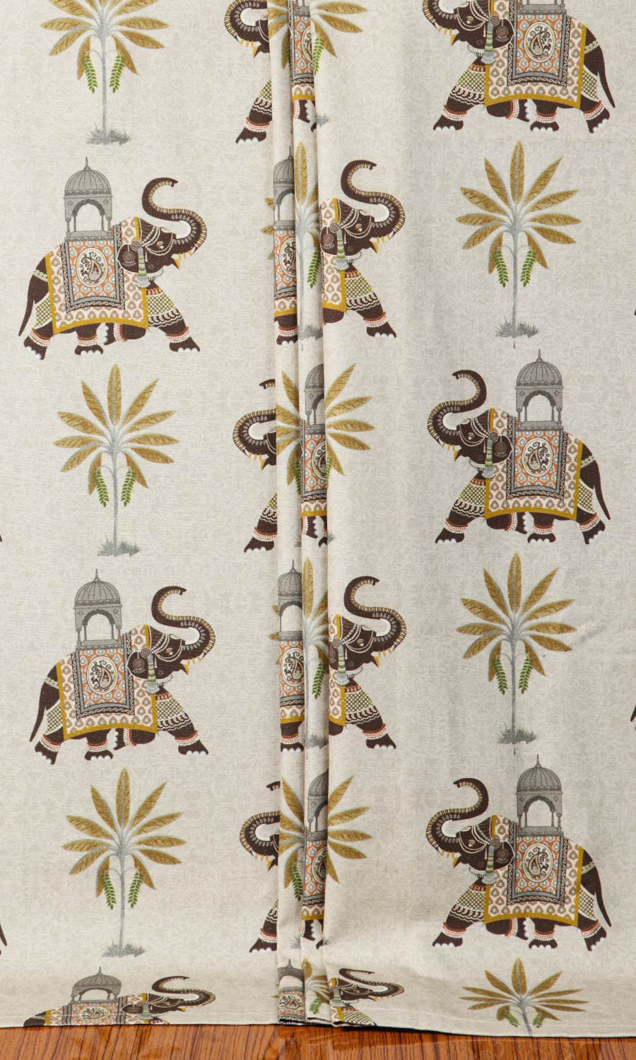 Printed Cotton Window Treatments Fabric Sample (Beige/ Brown)