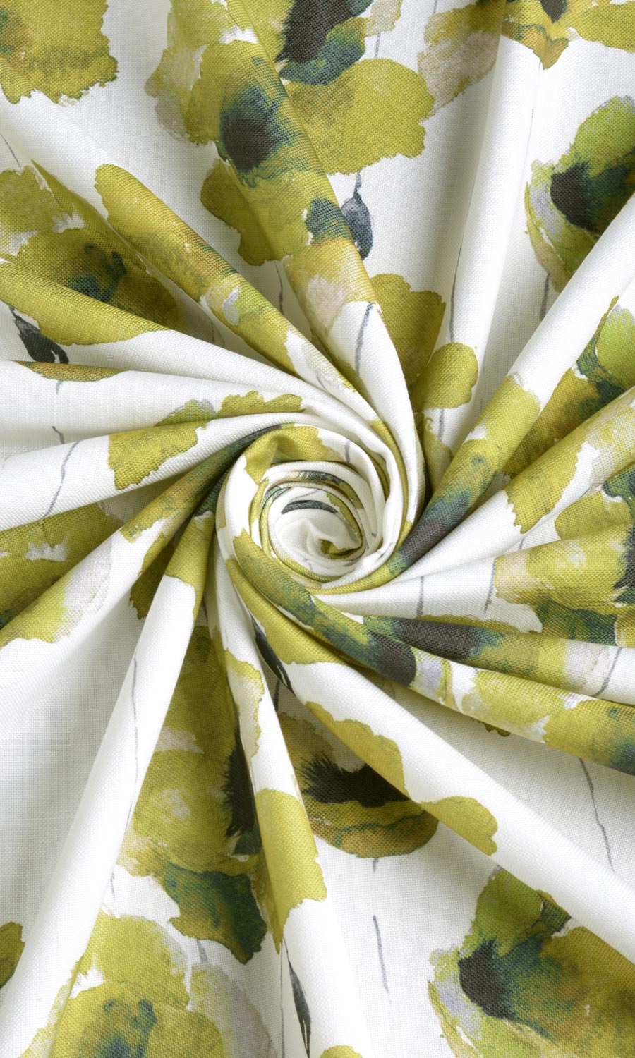 Water Lilies Floral Fabric By the Metre for Curtains & Drapes (Yellow/ Green)