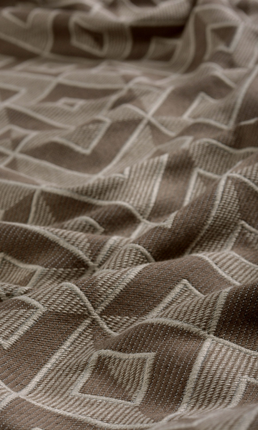 Geometric  Fabric By the Metre for Curtains & Drapes (Mocha Brown)