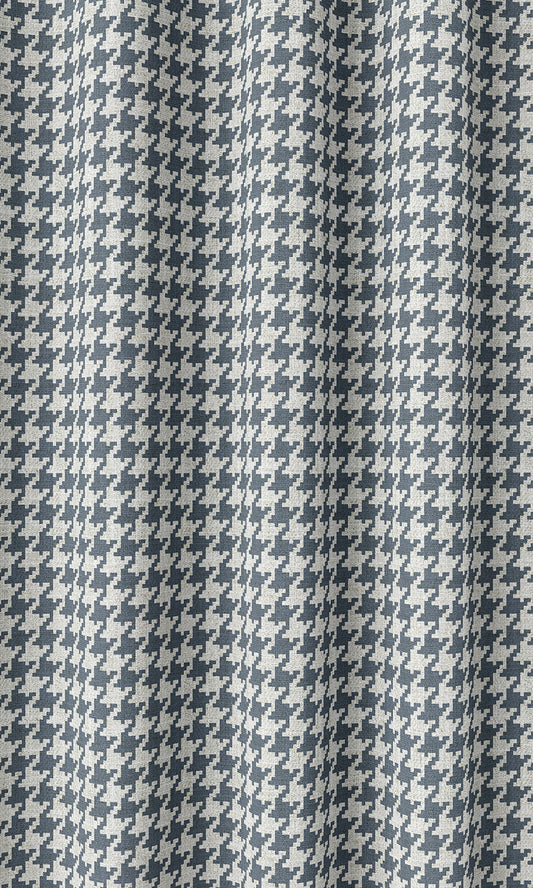 Houndstooth Drapes (Petrol Blue/ White)