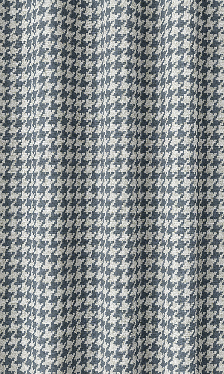 Houndstooth Home Décor Fabric Sample (Petrol Blue/ White)