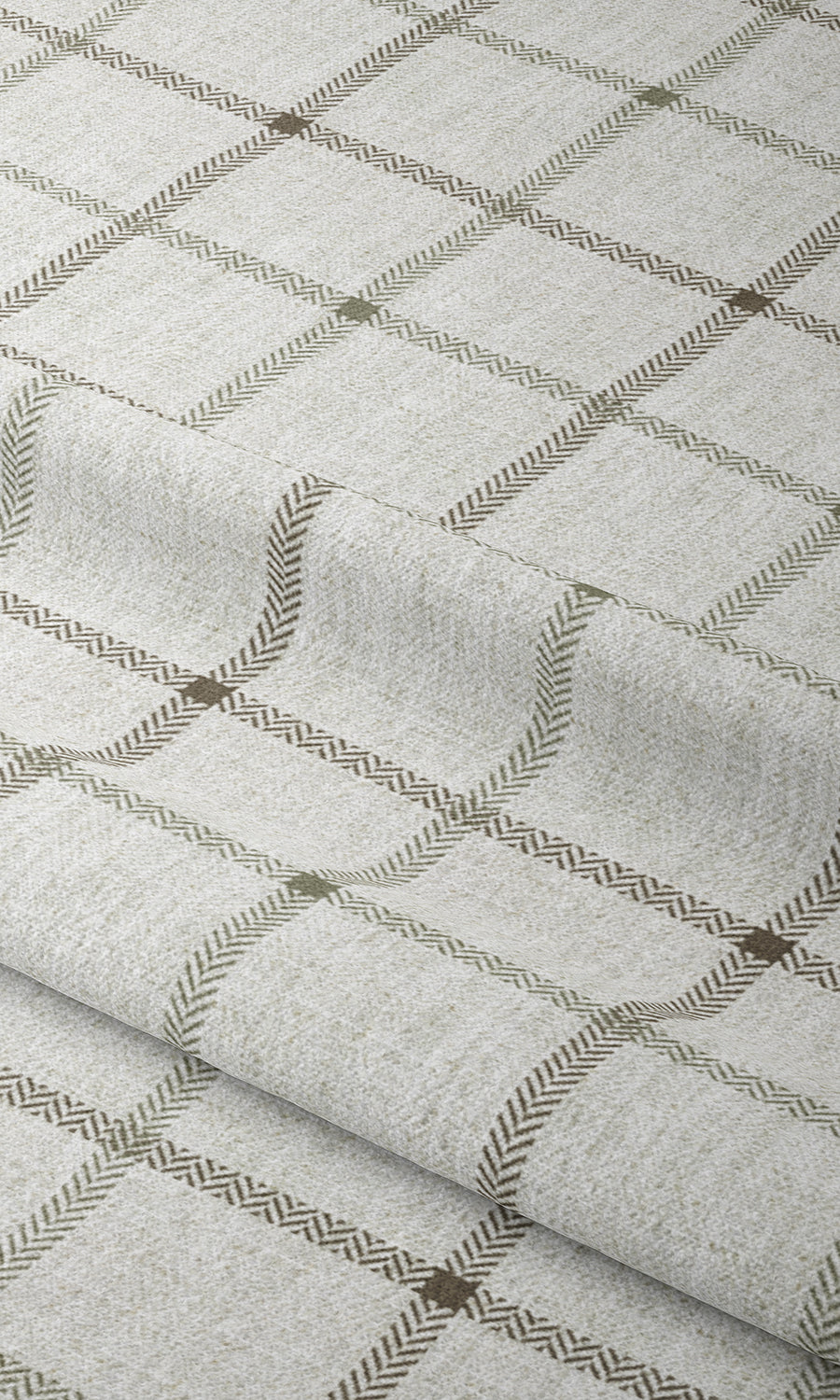 Modern Check Patterned Window Treatments Fabric By the Metre (Linen White)