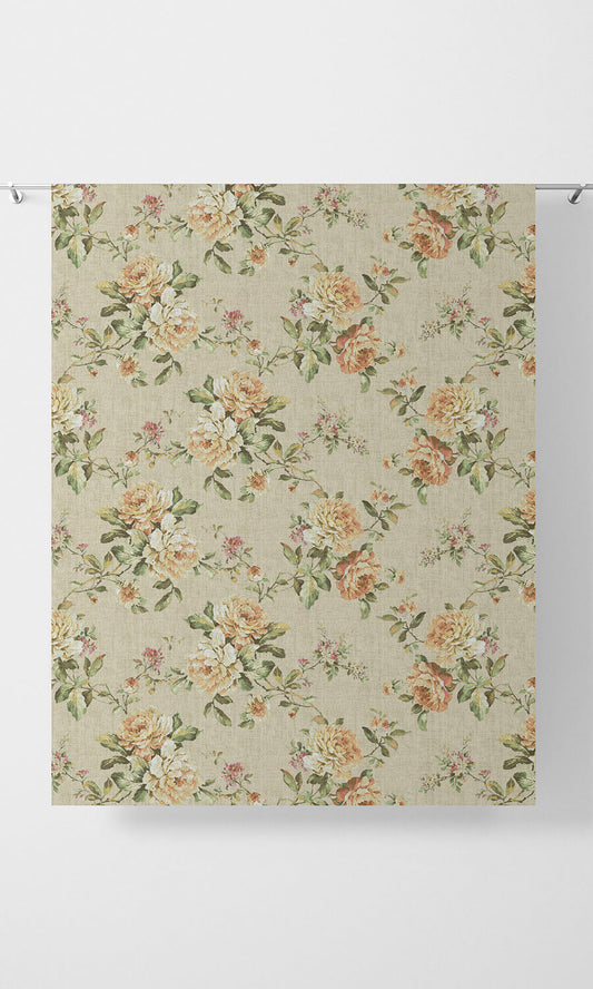 Modern Floral Printed Drapery (Yellow/ Orange)