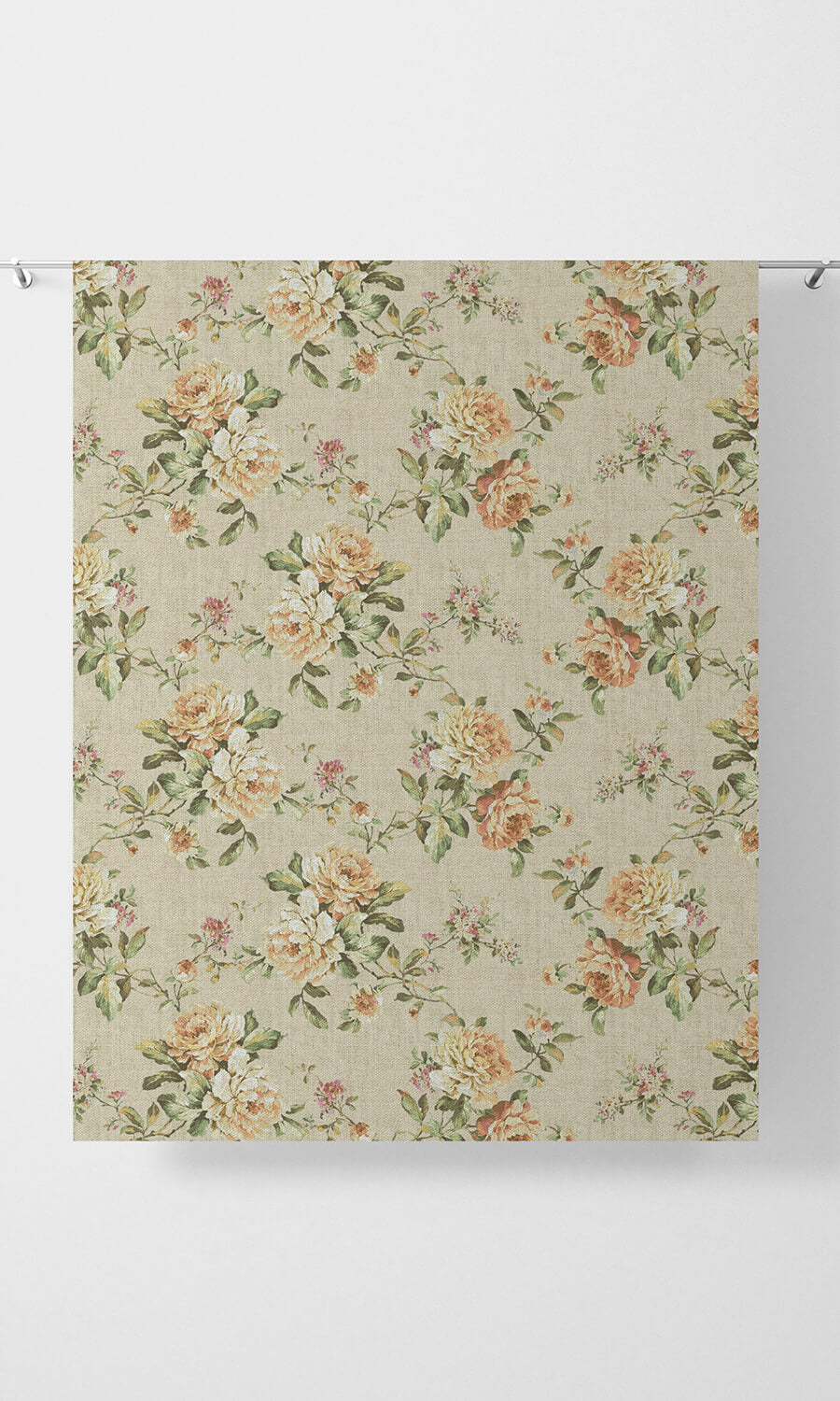 Country Floral Home Décor Fabric By the Metre (Yellow/ Orange)