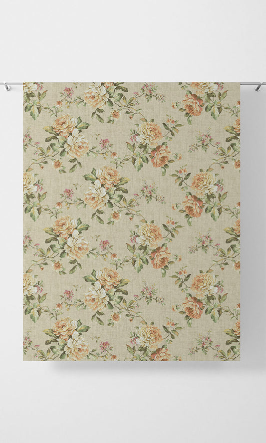 Country Floral Home Décor Fabric By the Yard (Yellow/ Orange)