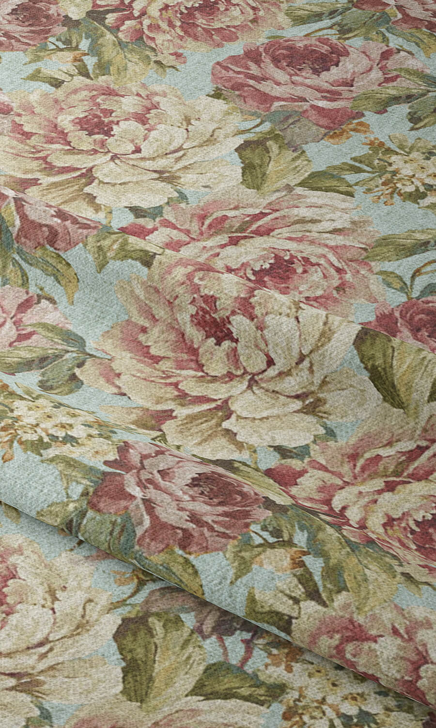 Classic Floral Patterned Free Fabric Material Sample (Pink & Blue)