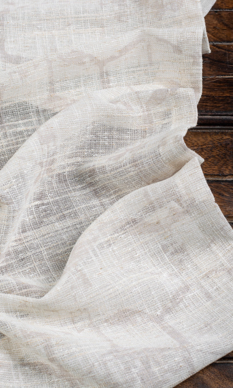 Self-Patterned Sheer Home Textile Fabric Material By the Metre Milky White)