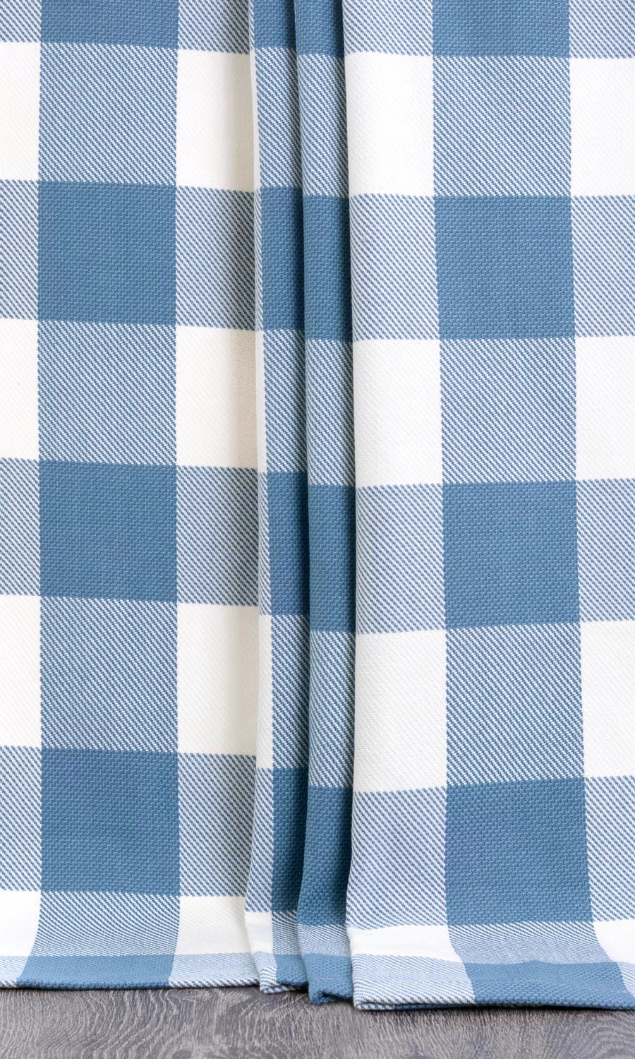 Buffalo Check Fabric By the Metre for Curtains & Drapes (Indigo Blue/ White)