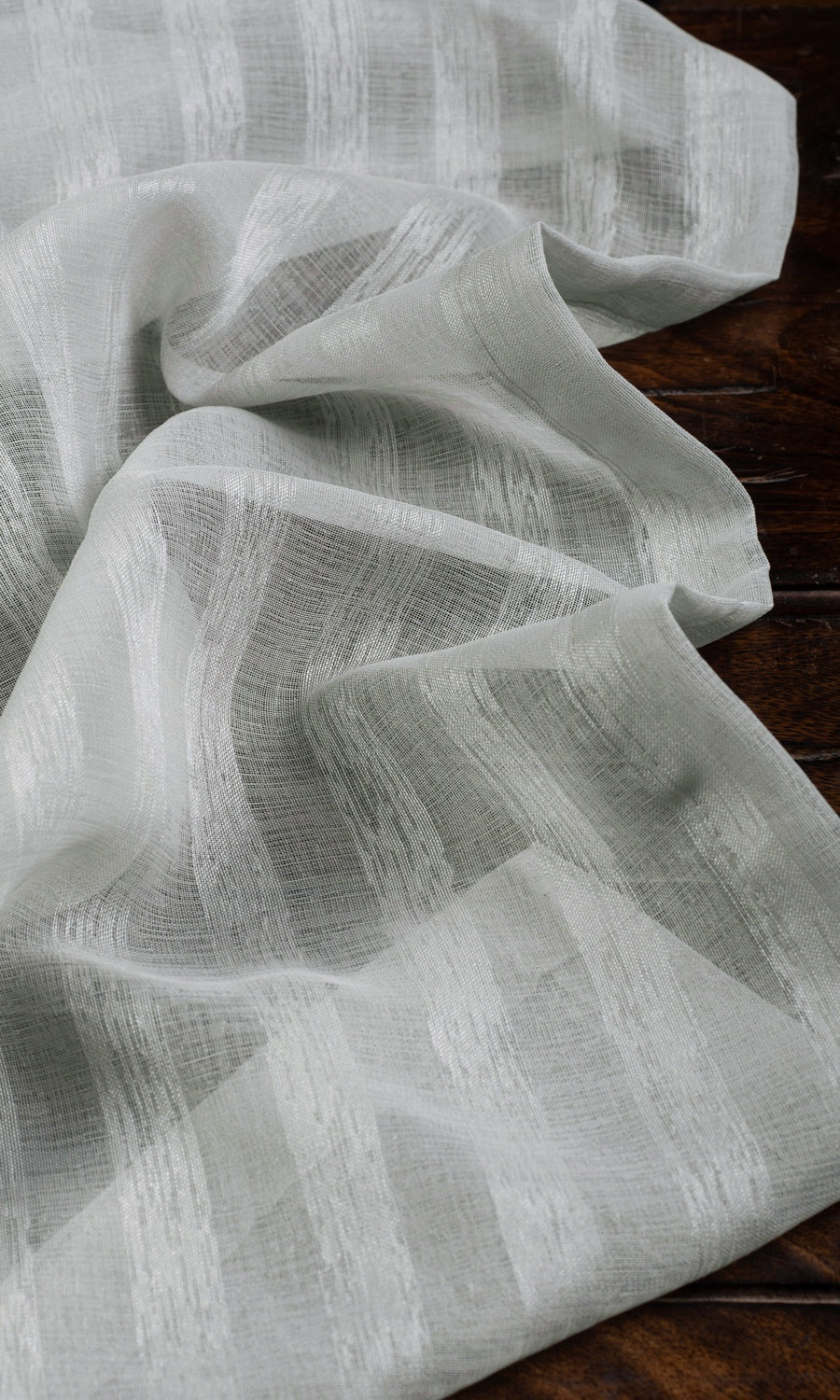 Striped Sheer Fabric By the Metre for Curtains & Drapes (Grey)