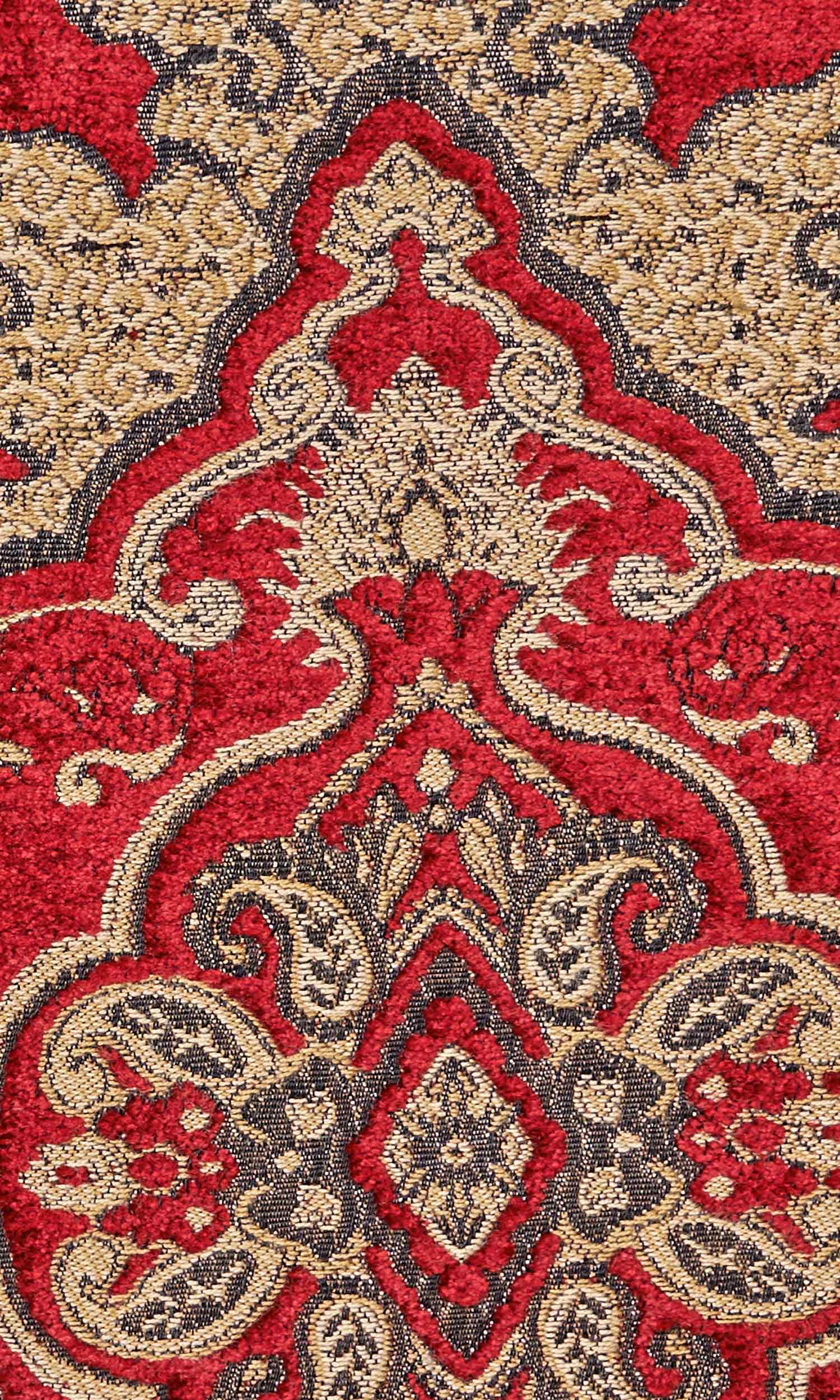 Damask Velvet Home Textile Fabric Material By the Metre (Beige/ Brown/ Red)
