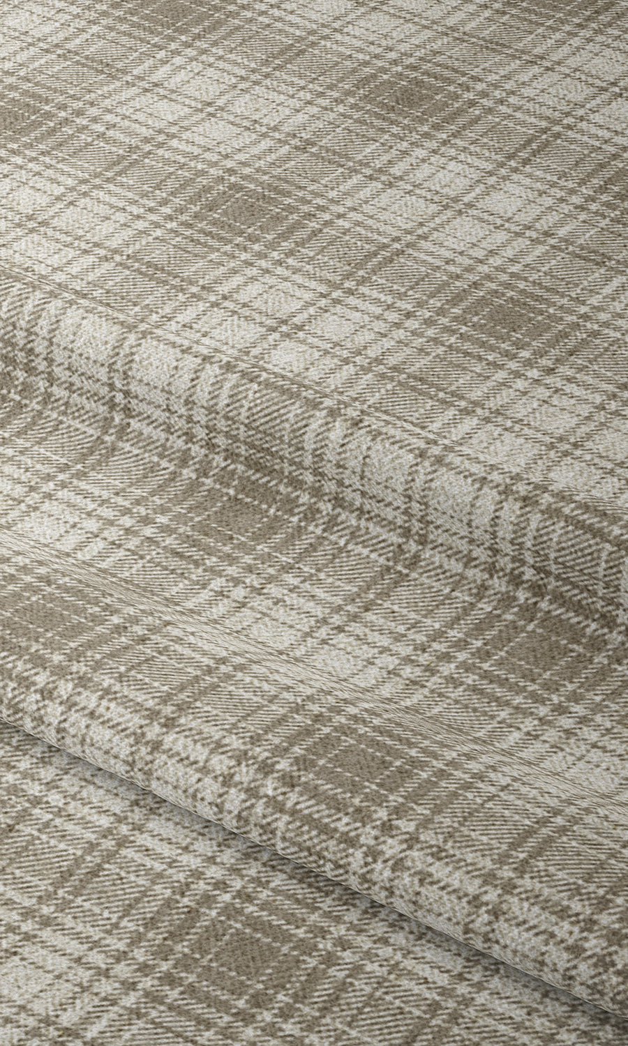 Plaid Patterned Fabric Material By the Metre (Beige/ White)