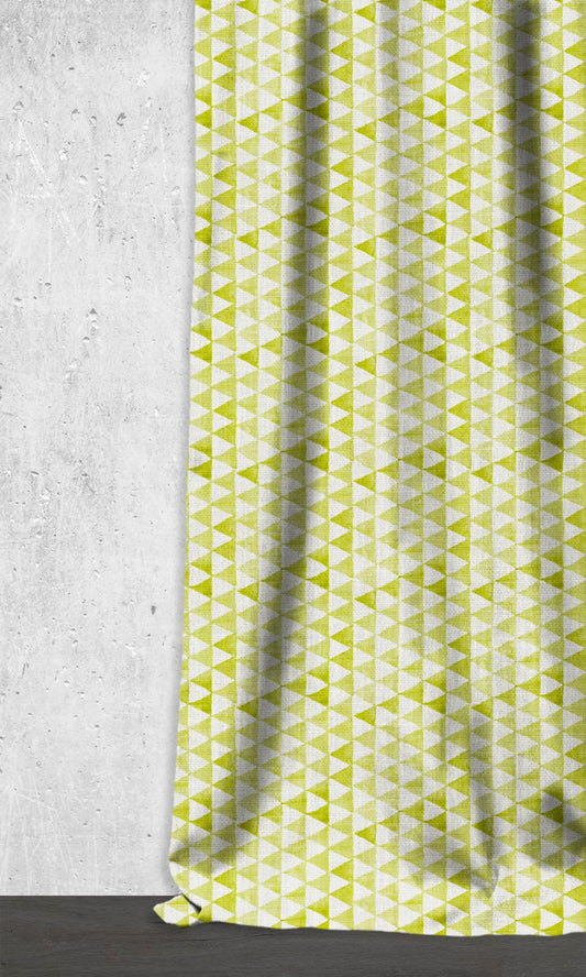 Triagonal Print Home Décor Fabric Sample (White/ Green)