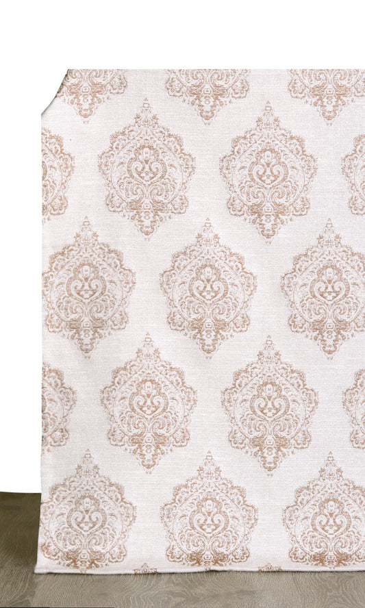 Patterned Curtain Panels (White/ Mocha Brown)