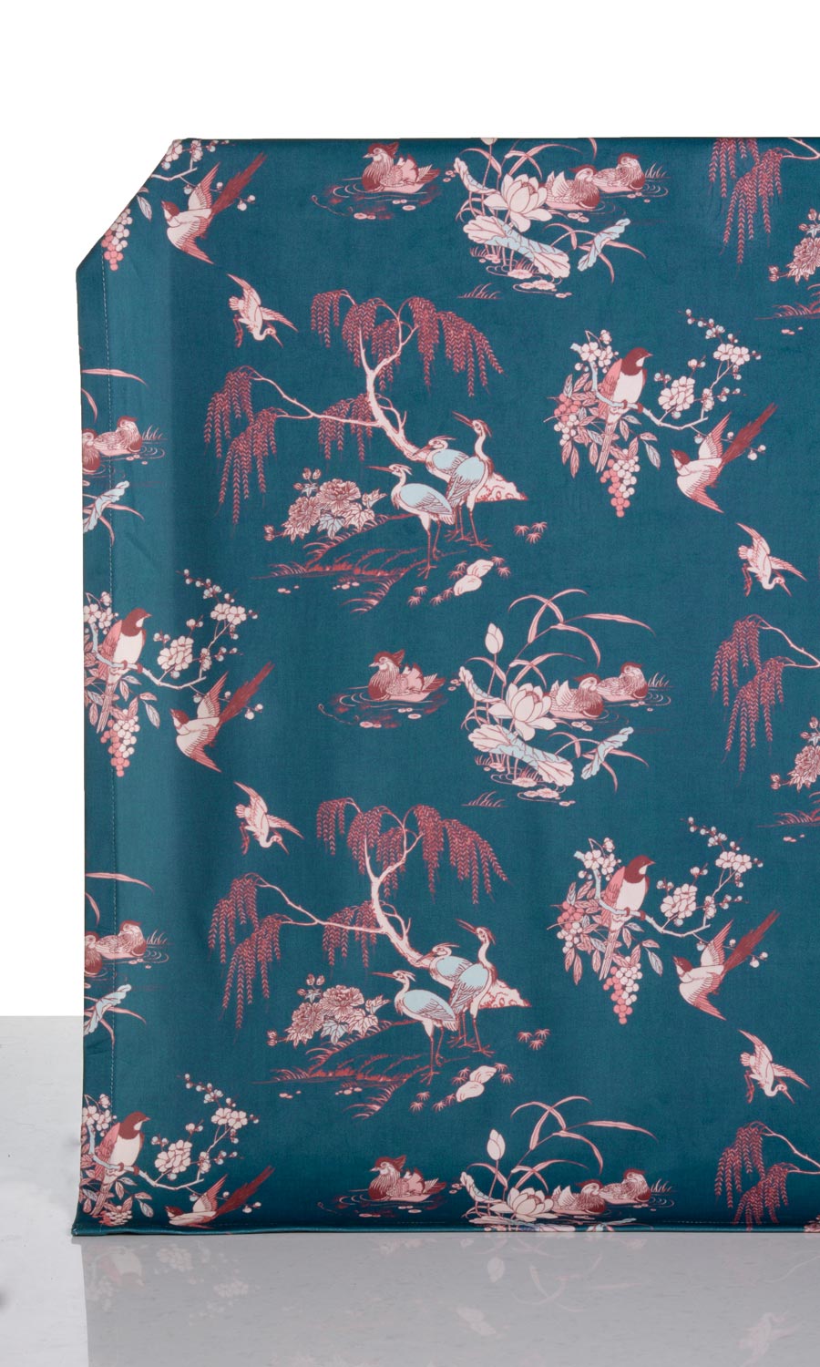 Chinoiserie Toile Velvet Window Treatments Fabric Sample (Blue/ Pink)