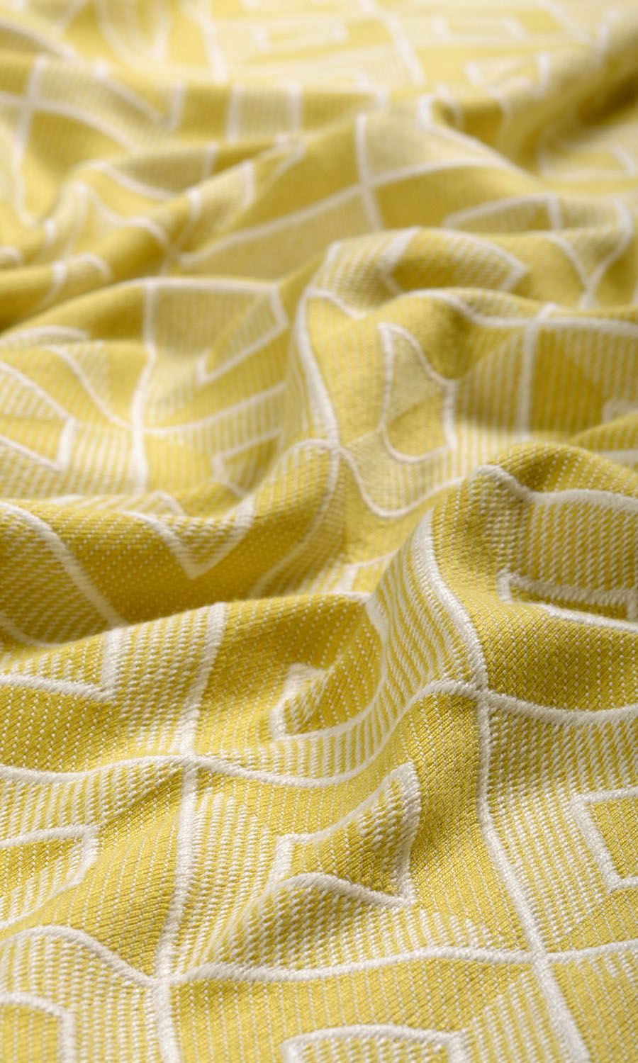Woven Diamond Patterned Fabric By the Metre for Curtains & Drapes (Yellow)