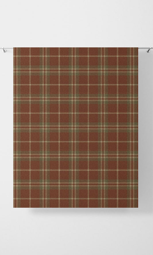 Check Print Home Décor Fabric By the Yard (Brick Red/ Green)