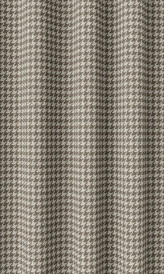 Brown Houndstooth Print Drapes