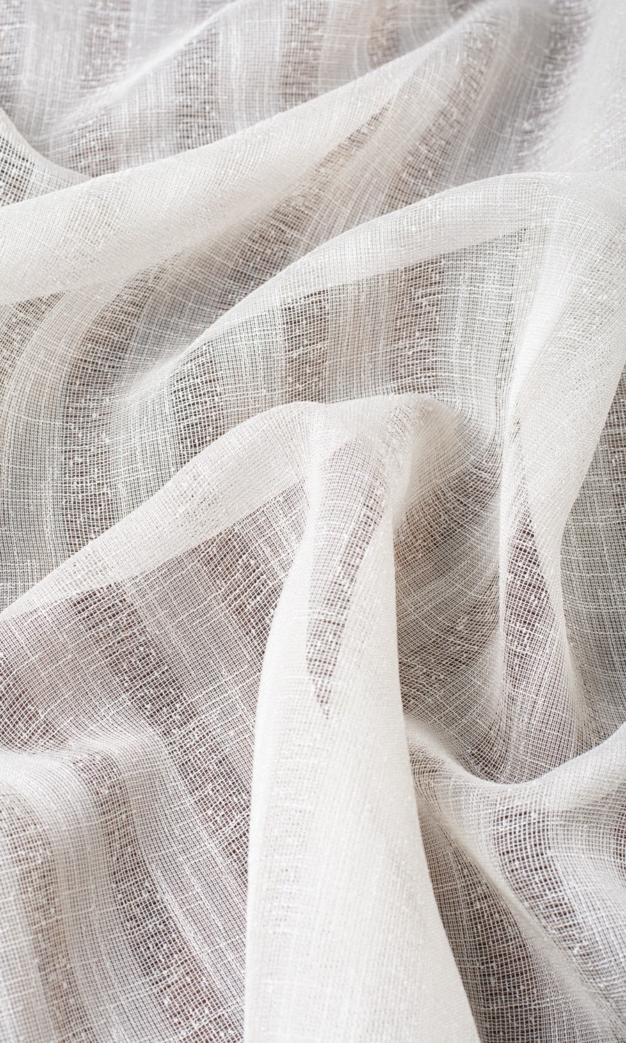 Striped Sheer Free Fabric Material Sample (White/ Cream)