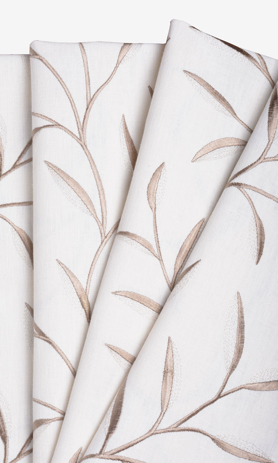 Floral Embroidery Fabric By the Metre for Curtains & Drapes (Cream)