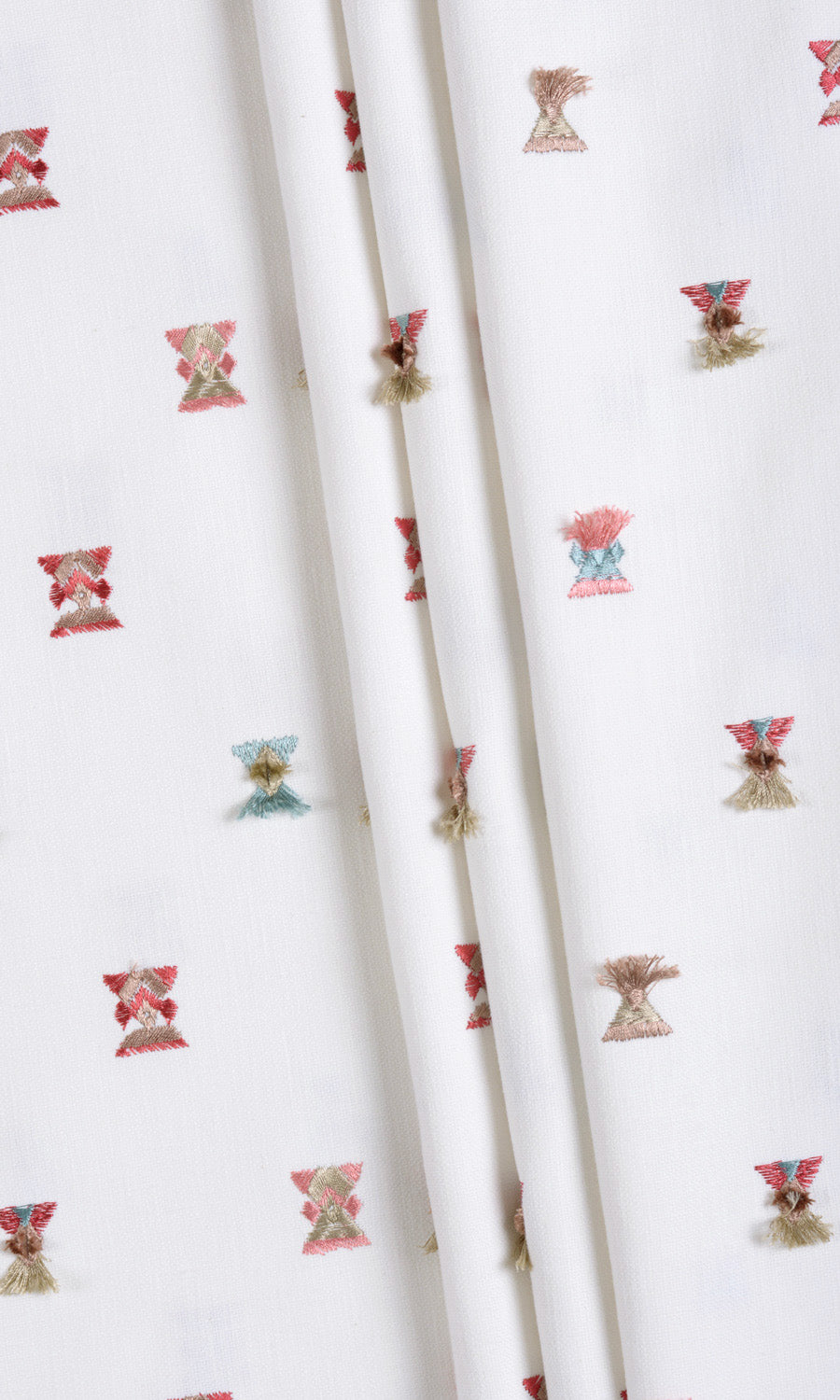 Embroidered Free Fabric Material Sample (Red/ Pink/ Blue/ White)