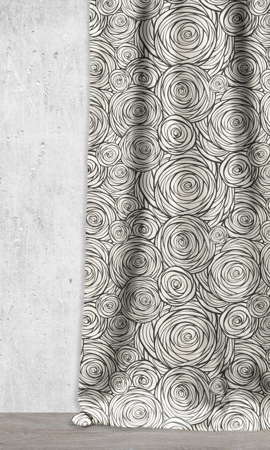 Printed Home Décor Fabric By the Metre (Black/ Milky White)