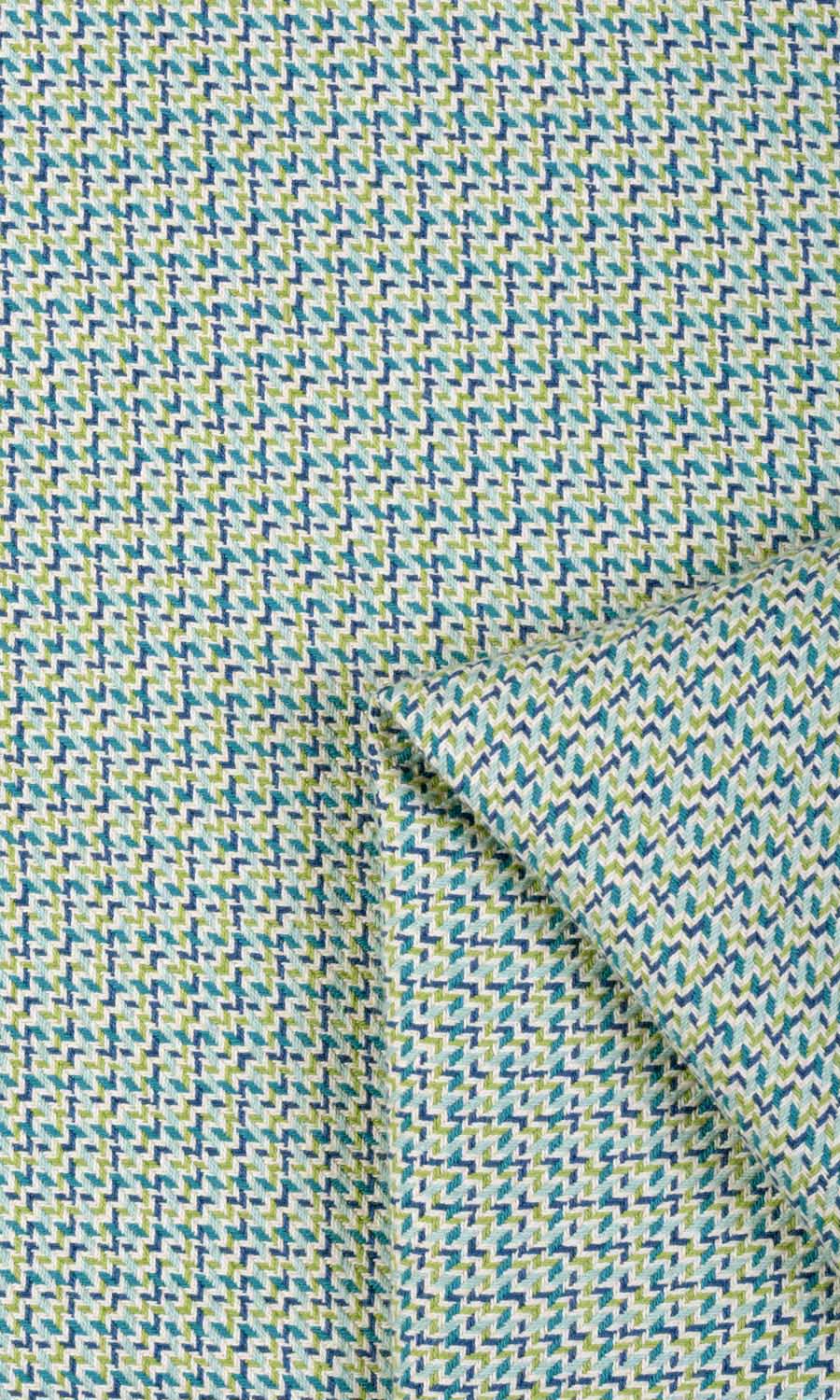 Houndstooth Patterned  Fabric Sample for Curtains & Drapes (Blue/ Green)