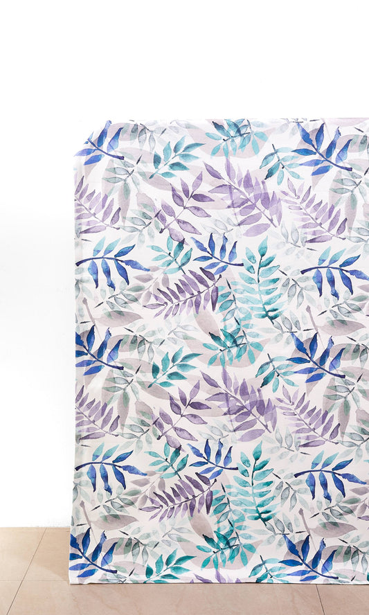 Floral Cotton Home Décor Fabric By the Metre (Purple/ Blue/ Gray)