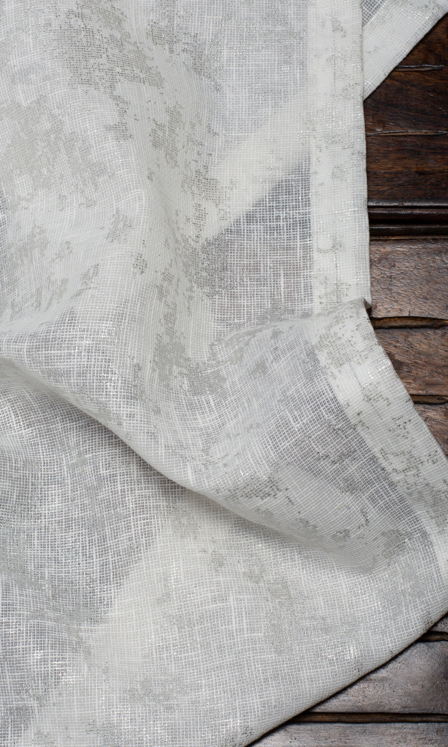 Metallic Accented Window Treatments Fabric Sample (White/ Silver)