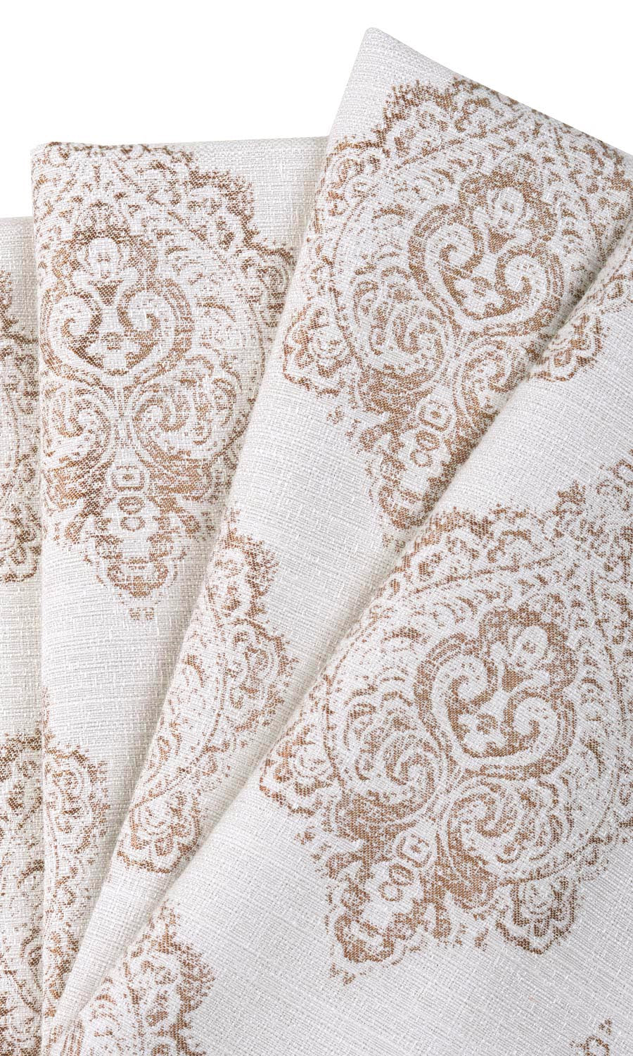 Patterned Window Treatments Fabric By the Metre (White/ Mocha Brown)