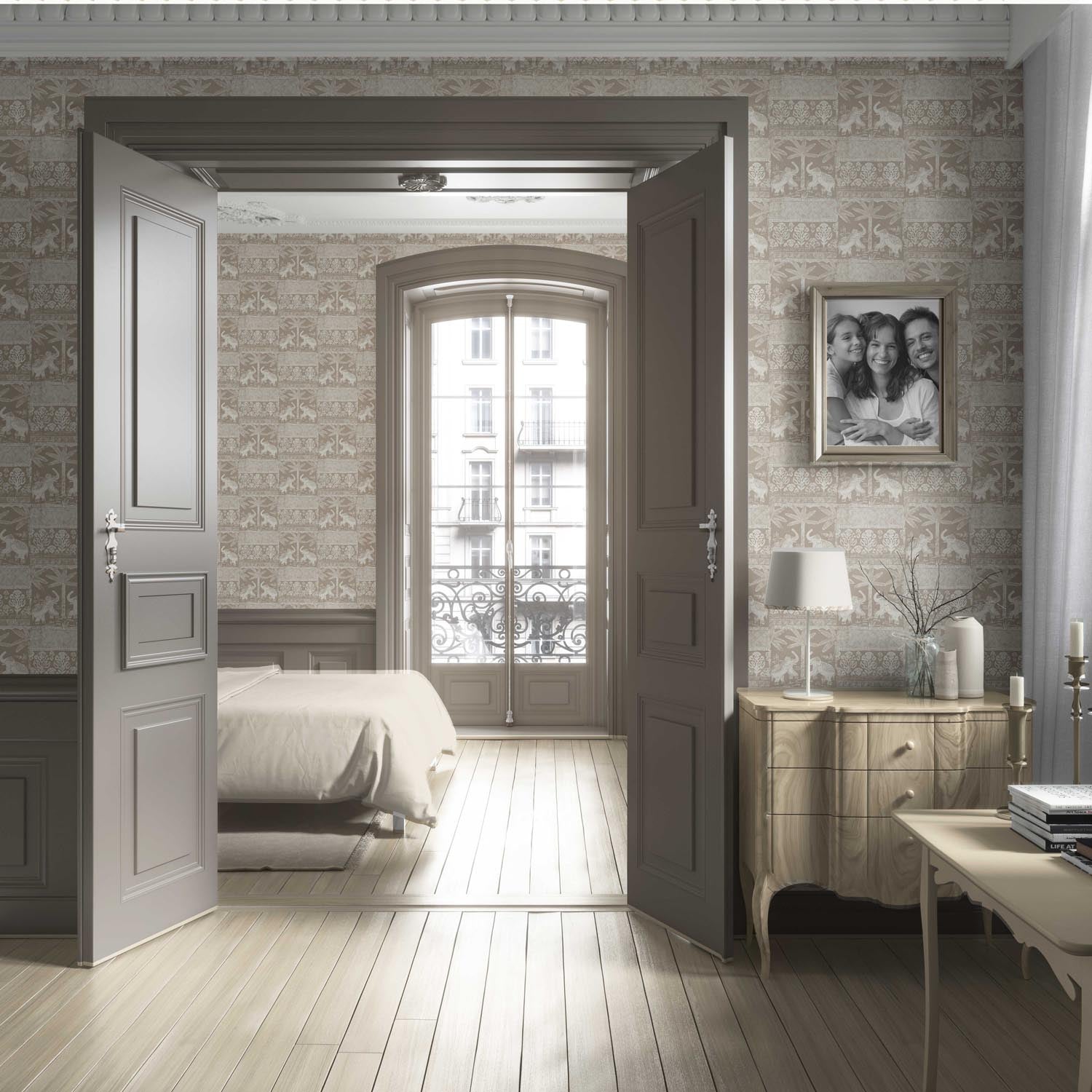 Ethnic/ Heritage Elephants & Animals Print Living Room Wallpaper (Beige/ Brown/ White)