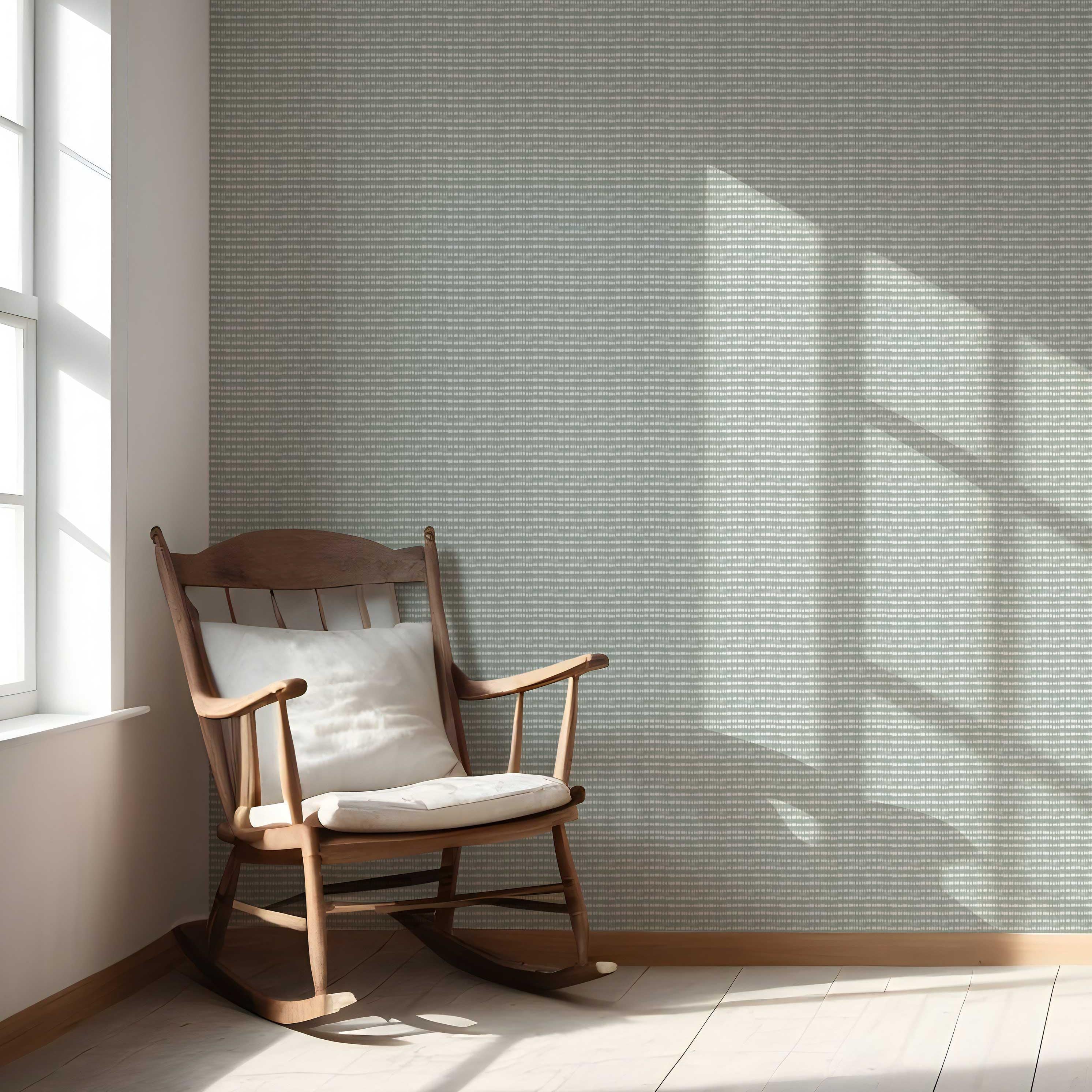 Textured Shibori Effect Striped Nursery Wallpaper Sample (Sage Gray/ White)