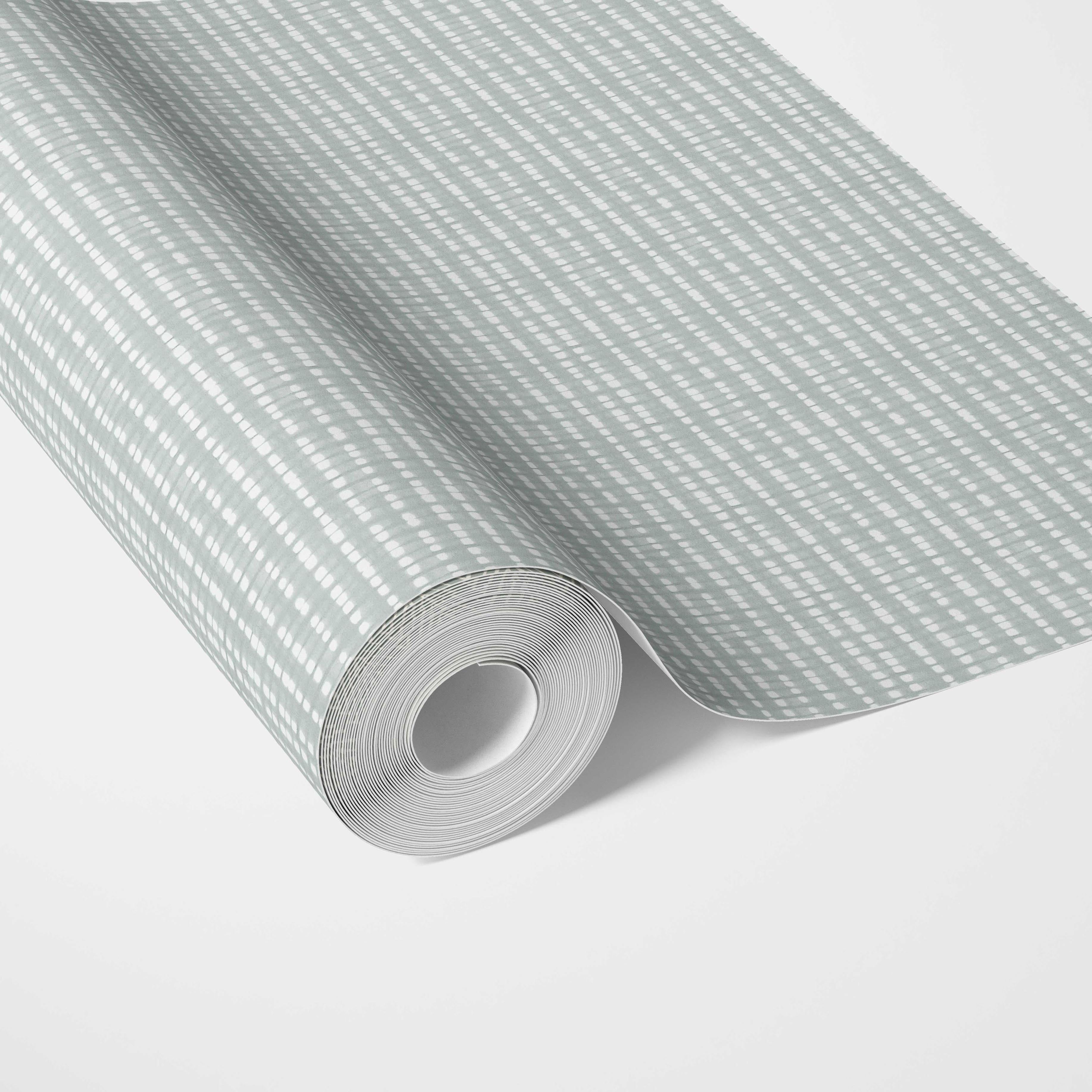 Textured Shibori Effect Striped Traditional Wallpaper Sample (Blue/ White)