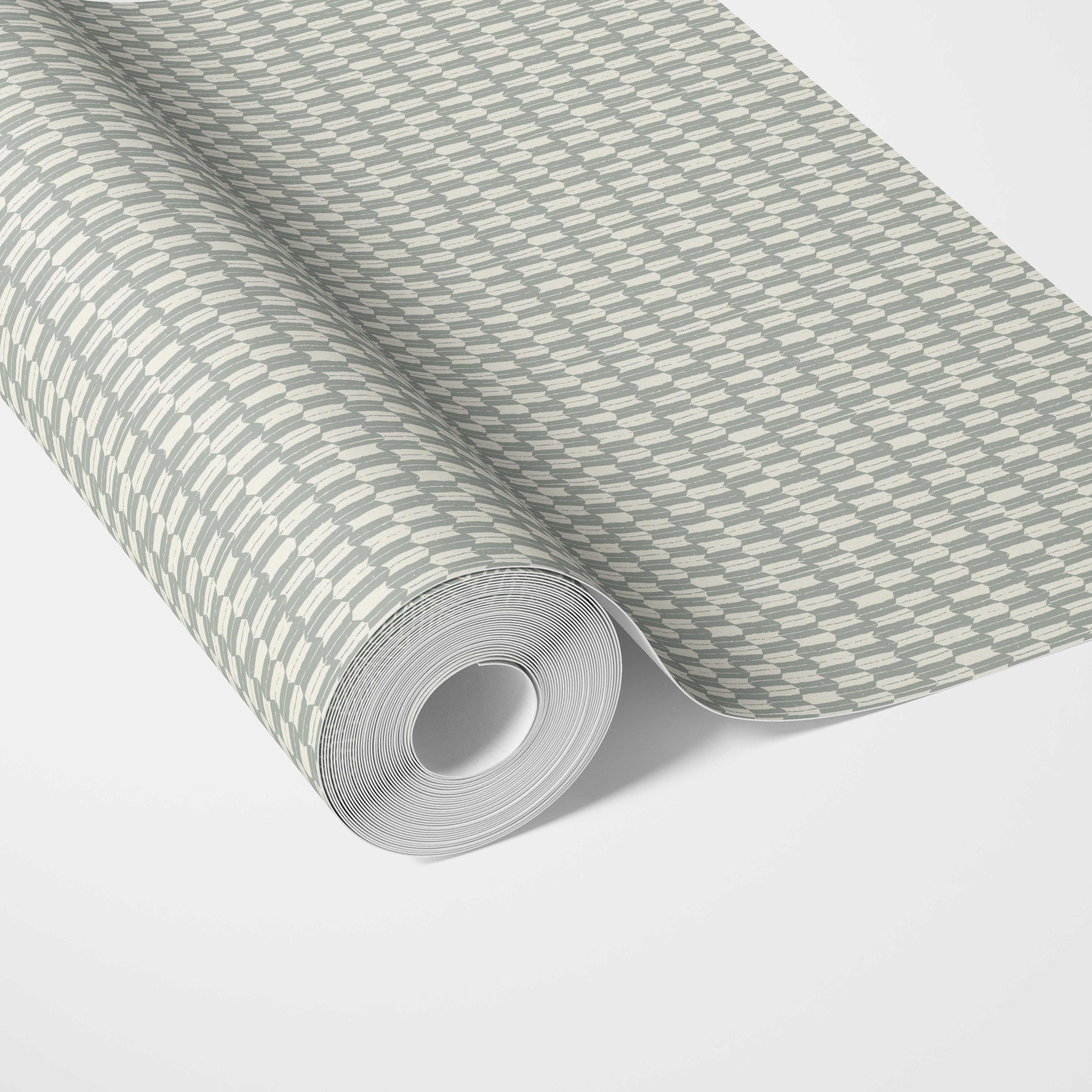 Modern Neutral-Toned/ Micro-Patterned Traditional Wallpaper Sample (Sage Gray)