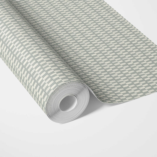 Modern Neutral-Toned/ Micro-Patterned Traditional Wallpaper Sample (Sage Gray)