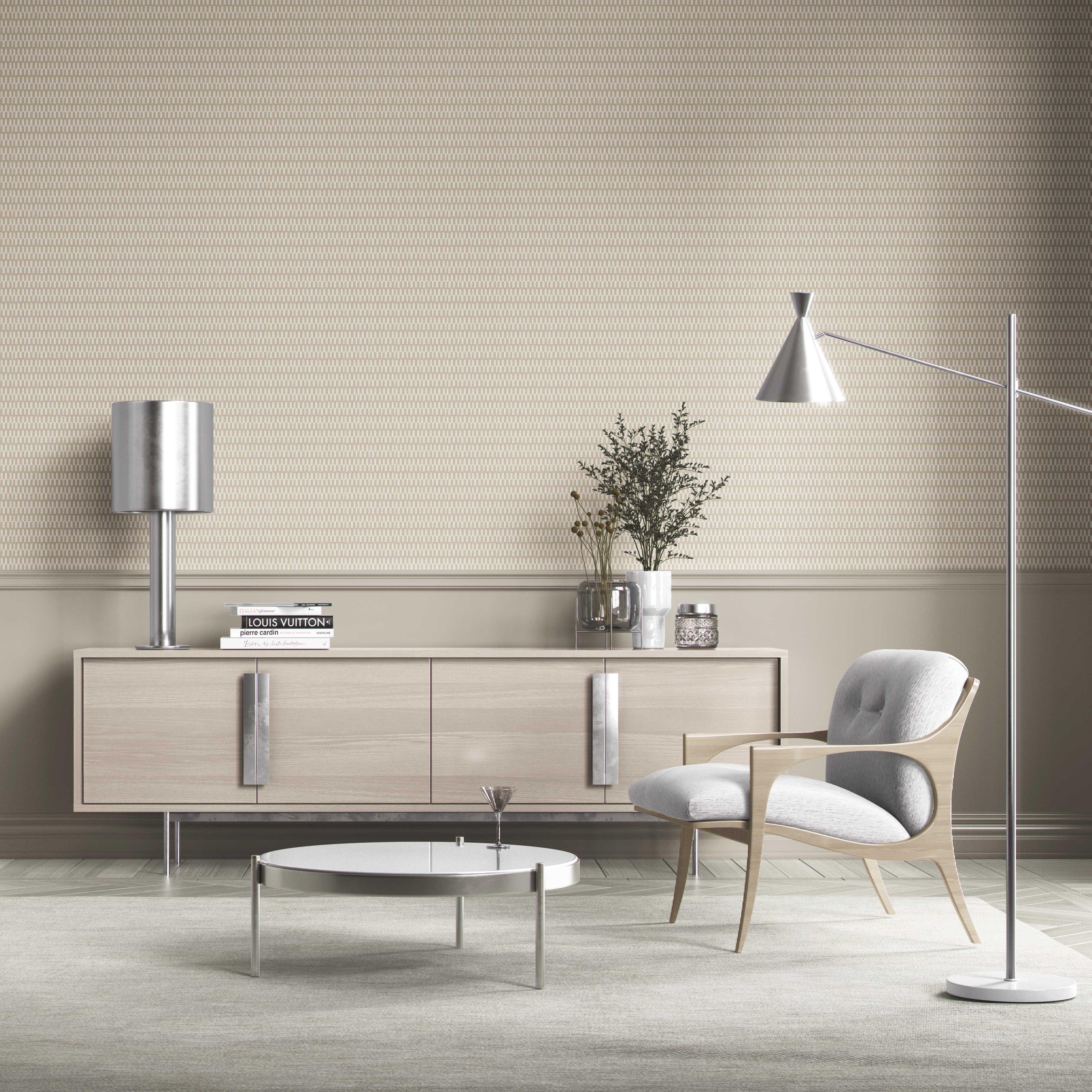 Modern Neutral-Toned/ Micro-Patterned Bathroom Wallpaper (Beige/ White)