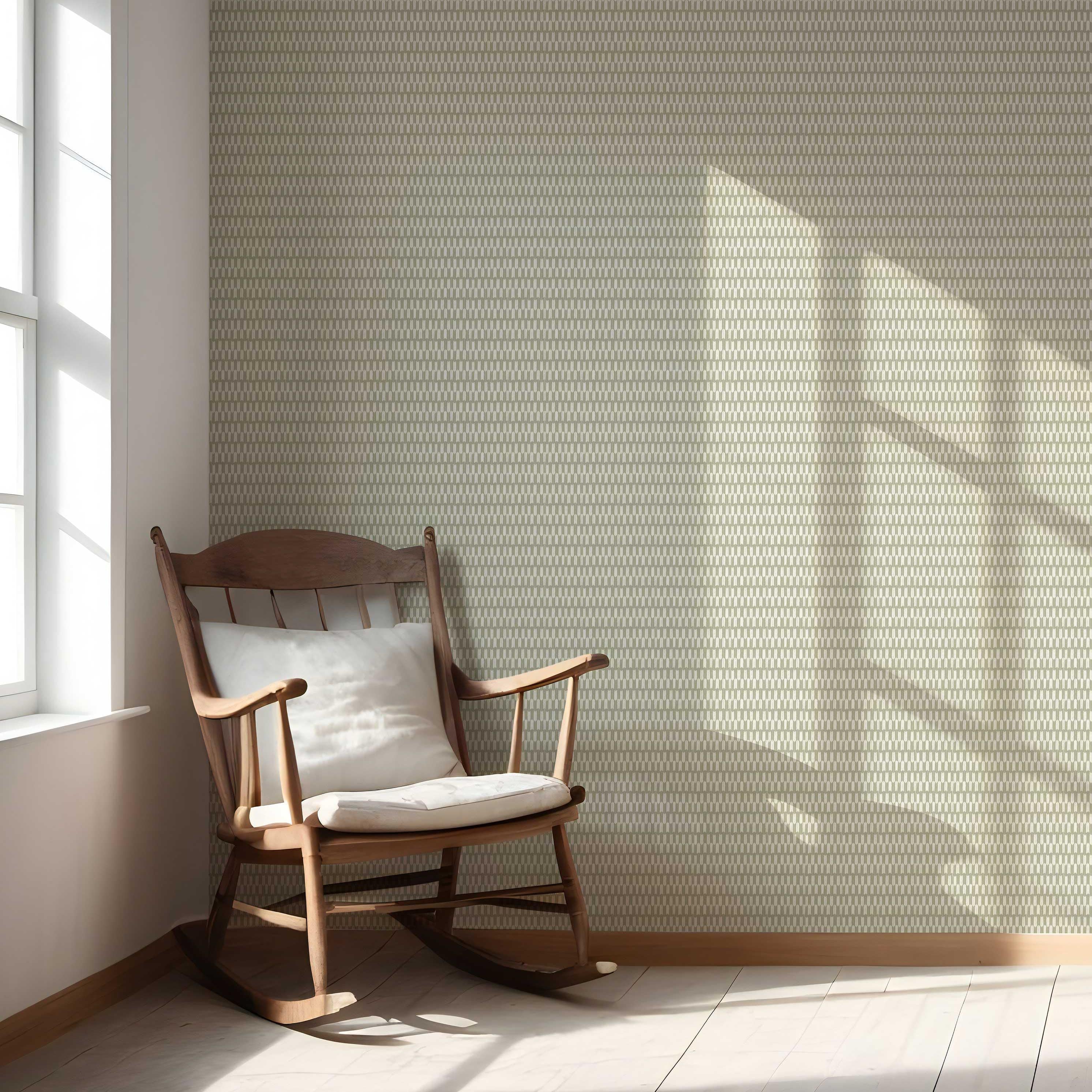 Modern Geometric Micro-Print Nursery Wallpaper Sample (Light Olive Green)