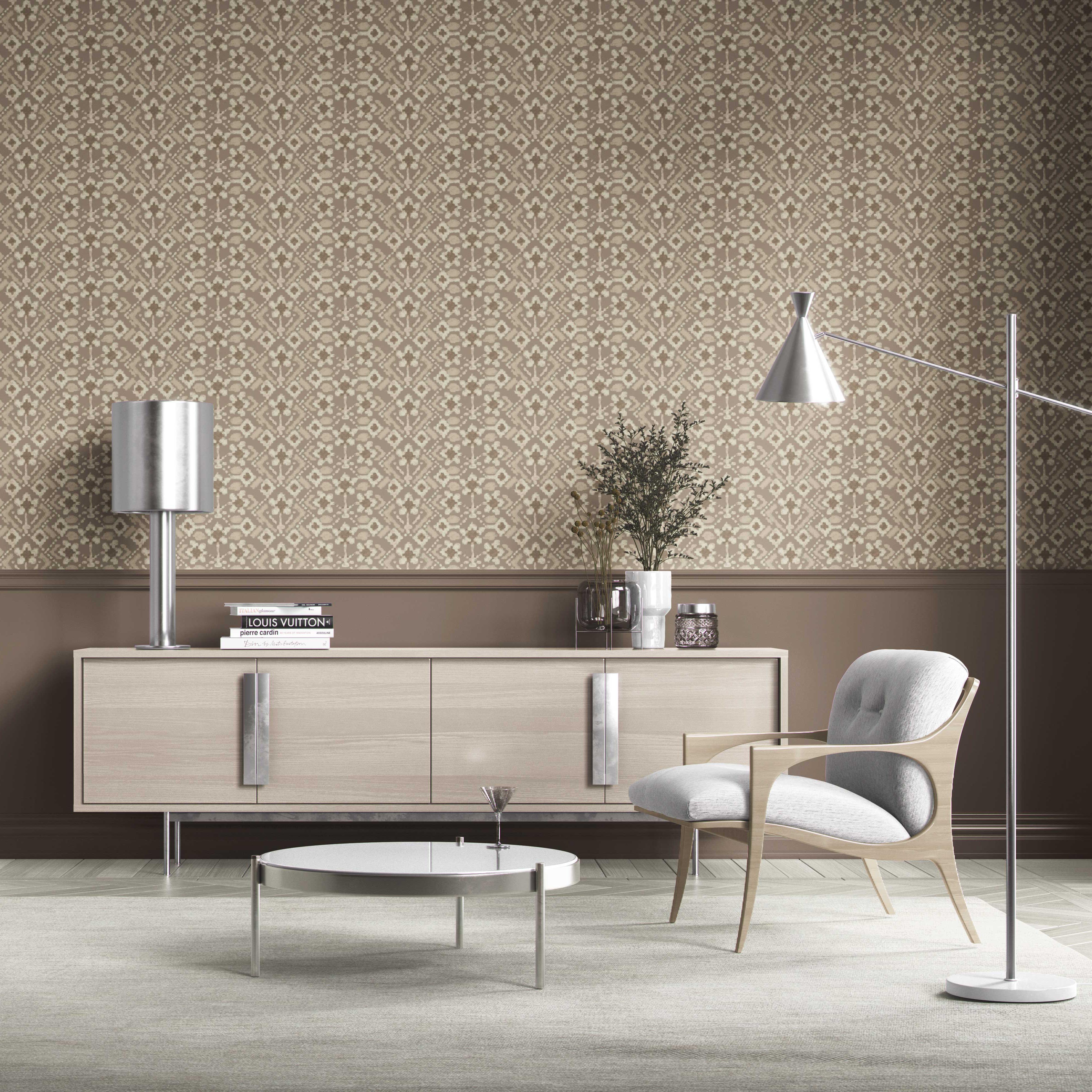 Modern Neutral-Toned Botanical Floral Kitchen Wallpaper (Brown/ Beige/ Cream/ Taupe )