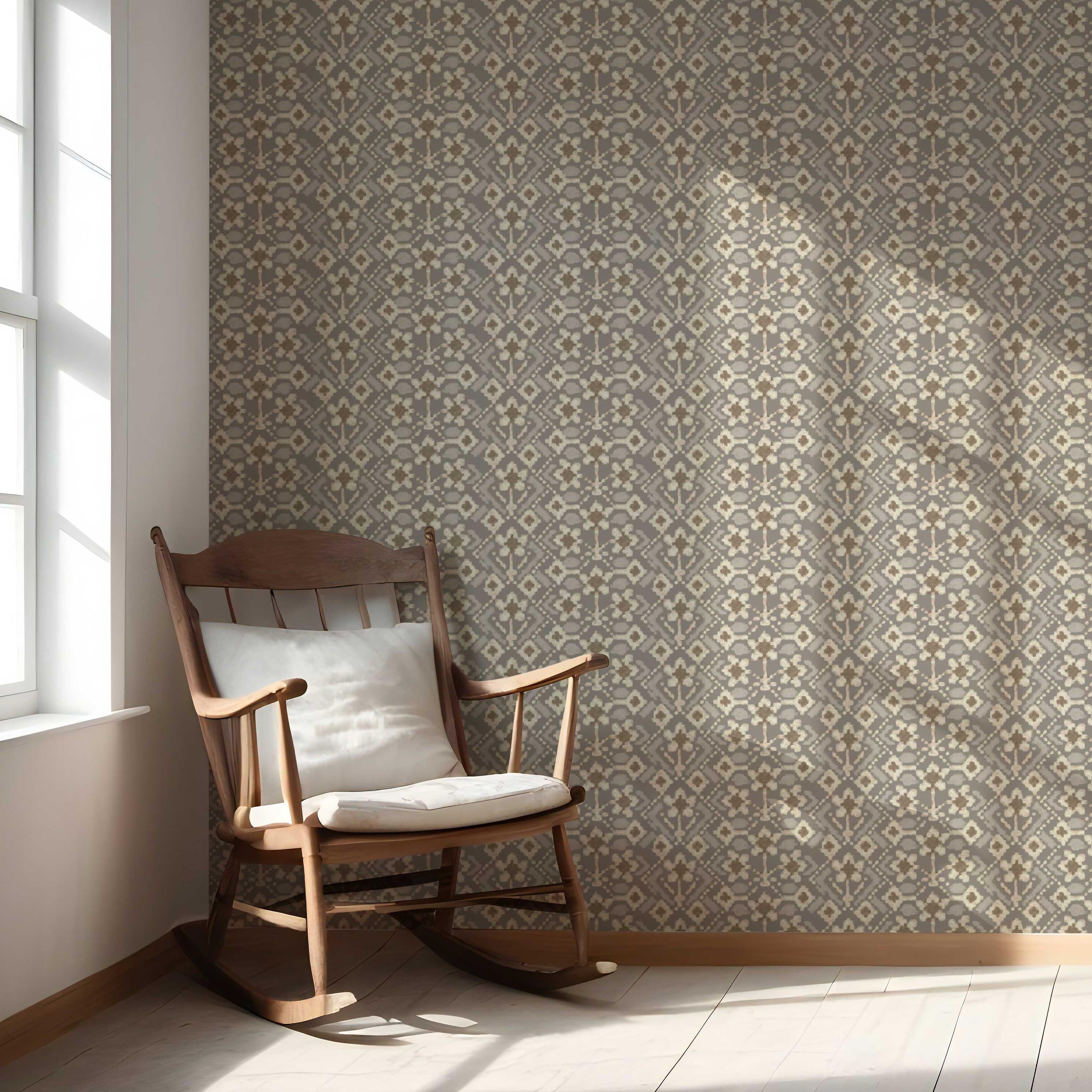 Modern Neutral-Toned Botanical Floral Nursery Wallpaper (Brown/ Taupe/ Beige)