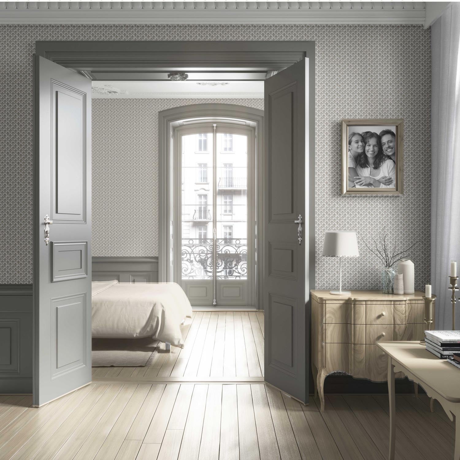 Small-Scale Floral Lattice Living Room Wallpaper (Beige/ Gray/ White/ Taupe)