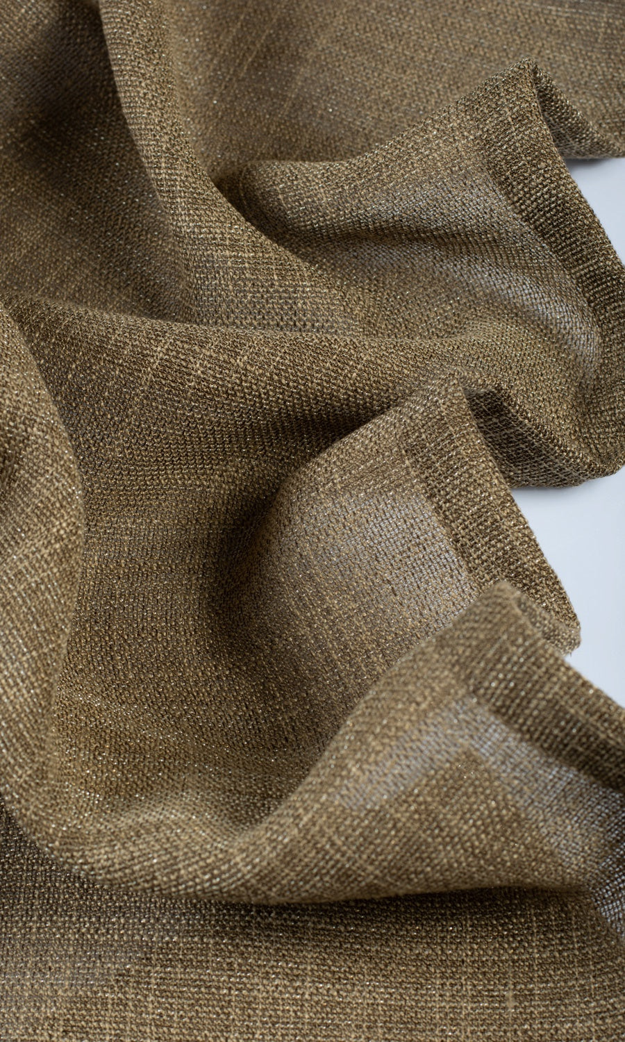 Textured Sheer Fabric Material By the Metre (Cedar Brown)