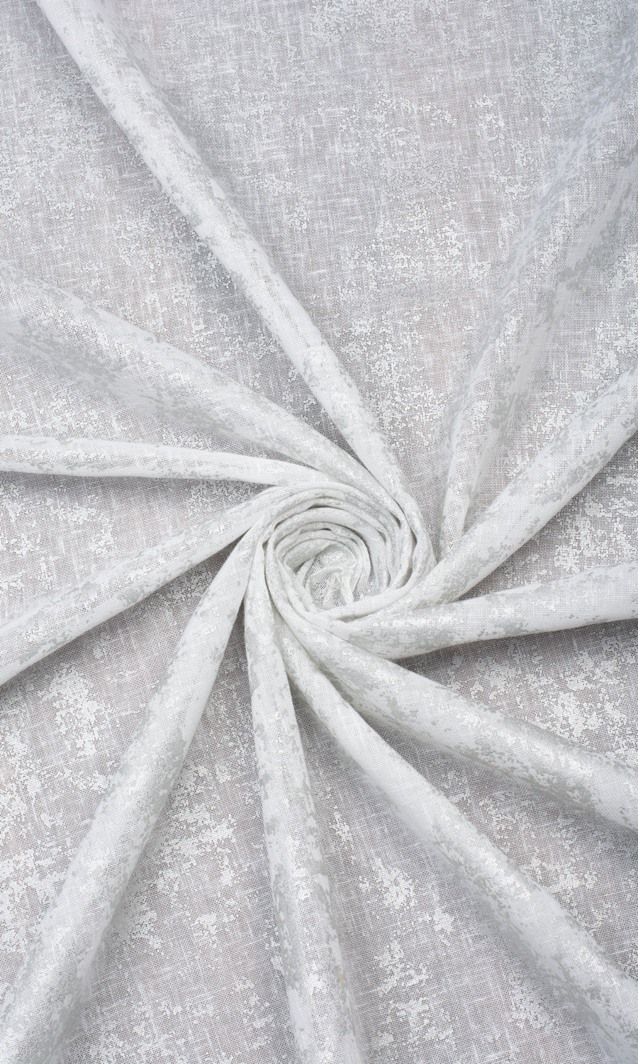 Metallic Accents Semi-Sheer Fabric Material By the Metre (White)