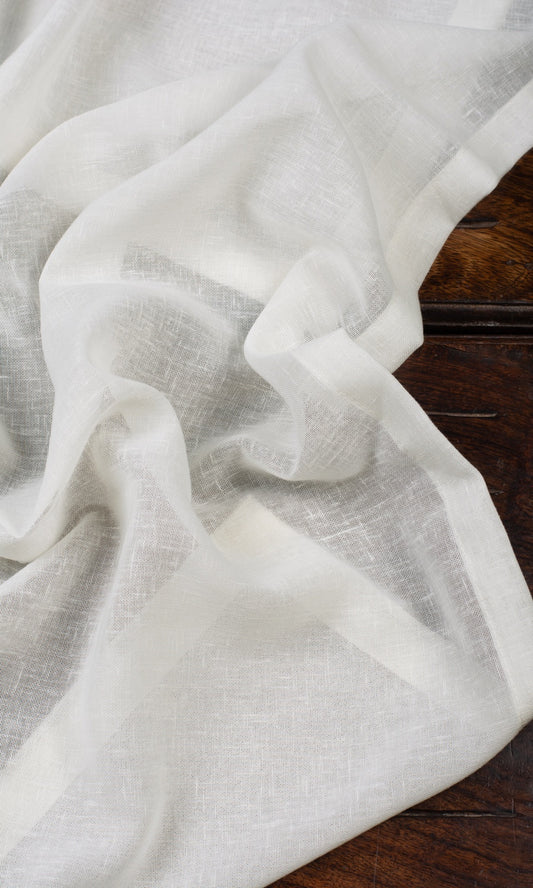 Plain Linen-Texture Sheer Drapes (White)