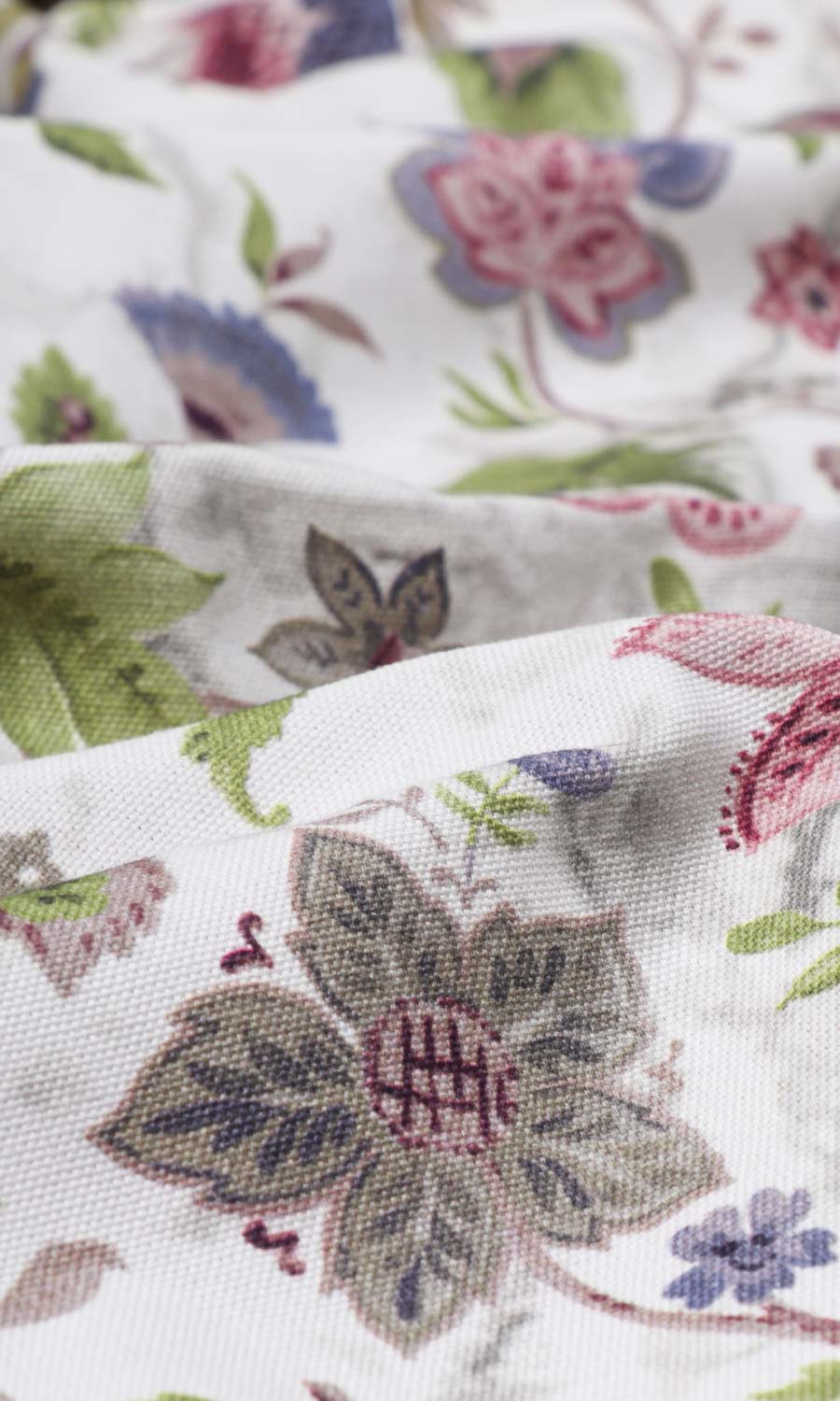 Floral Cotton Home Textile Fabric Material Sample (Purple/ Pink/ Green)