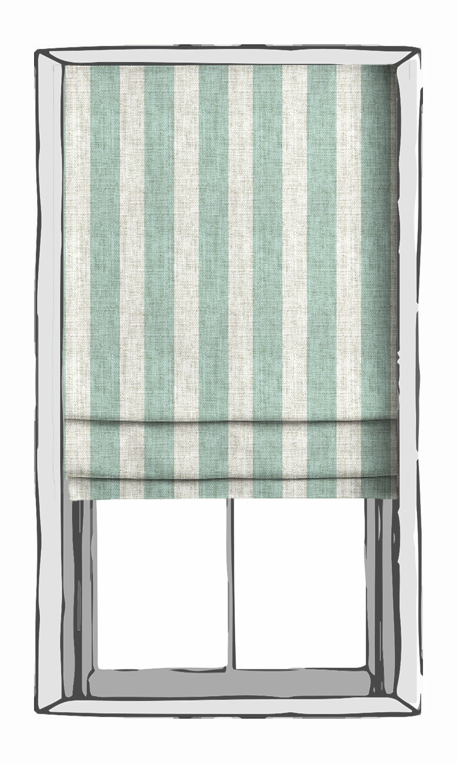 Striped Print Window Treatments Fabric Sample (Aqua Blue/ White)