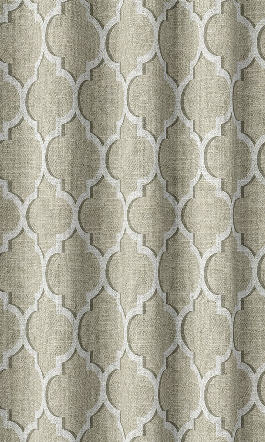 Trellis Tile Print Curtains (Beige/ White)