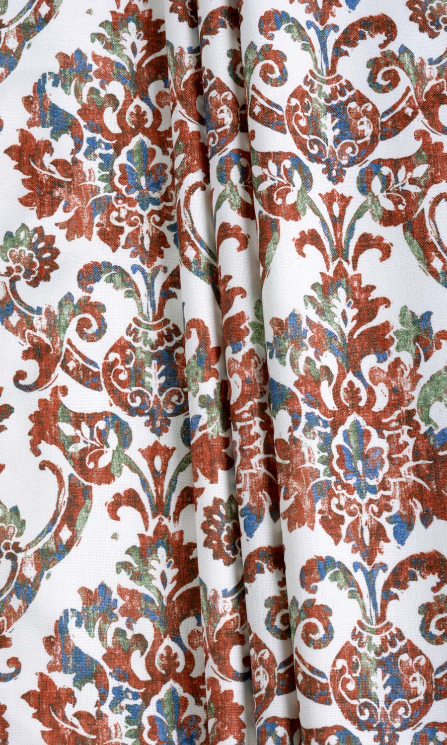 Damask Patterned Fabric Material By the Metre (Red/ Blue)