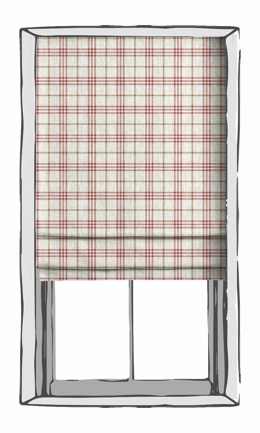 Modern Check Window Treatments Fabric Sample (Linen White/ Red)